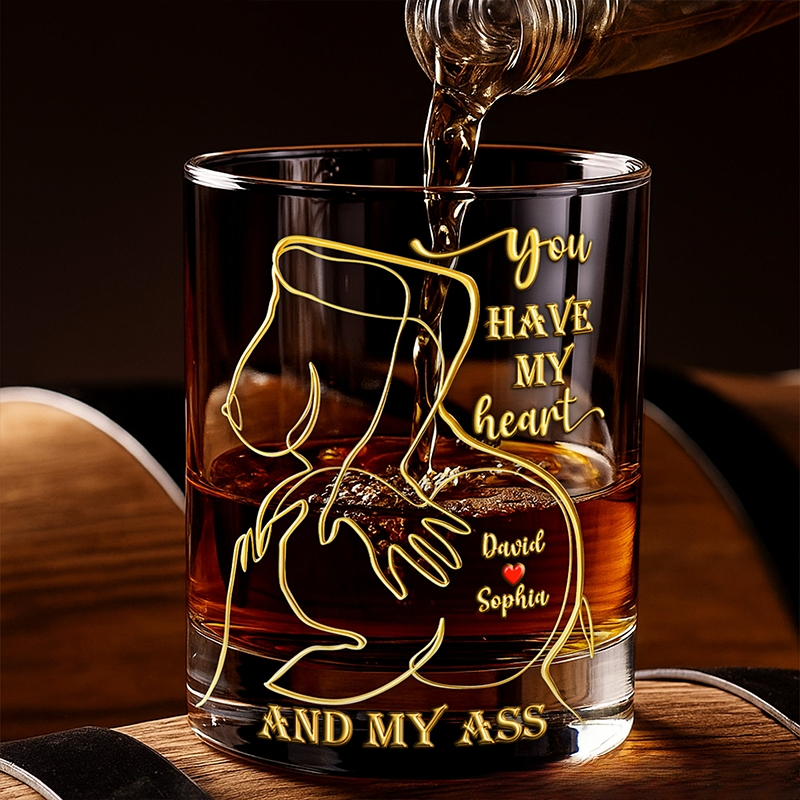 Personalized Spicy Love Round Couple Whiskey Glass