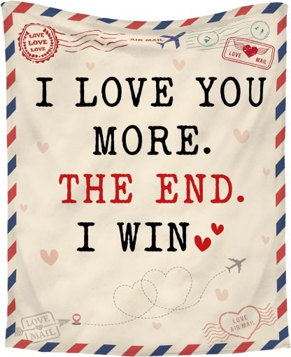 Custom I Love You More Soft Flannel Throw Couple Blanket For Girlfriend Boyfriend Him Her Wife Husband Gift