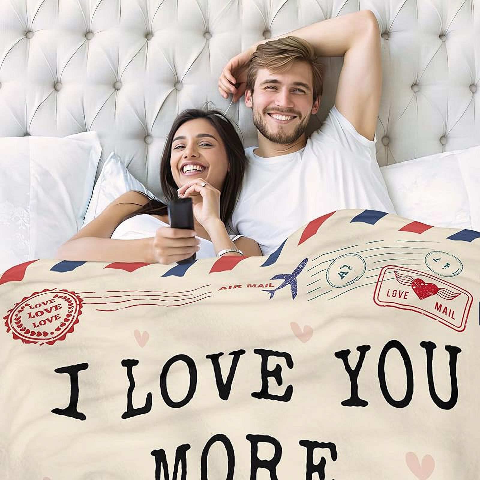 Custom I Love You More Soft Flannel Throw Couple Blanket For Girlfriend Boyfriend Him Her Wife Husband Gift