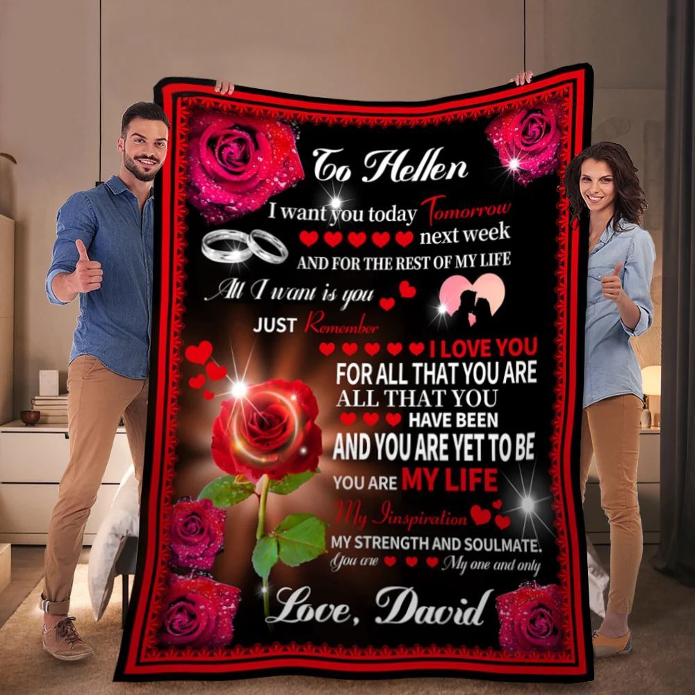 Personalized You Are My Life Roses Love Letter Fleece Blanket Romantic Home Decoration Valentine's Day Anniversary Gift For Couple
