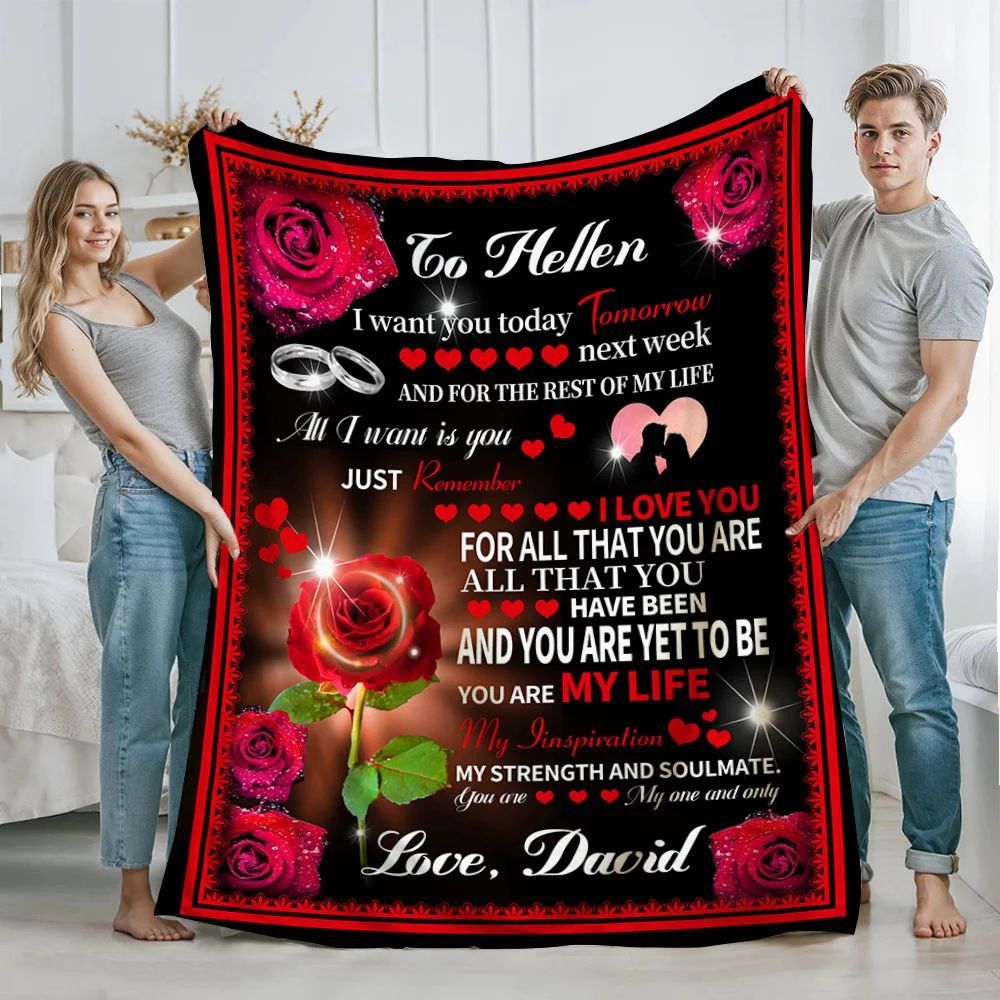 Personalized You Are My Life Roses Love Letter Fleece Blanket Romantic Home Decoration Valentine's Day Anniversary Gift For Couple