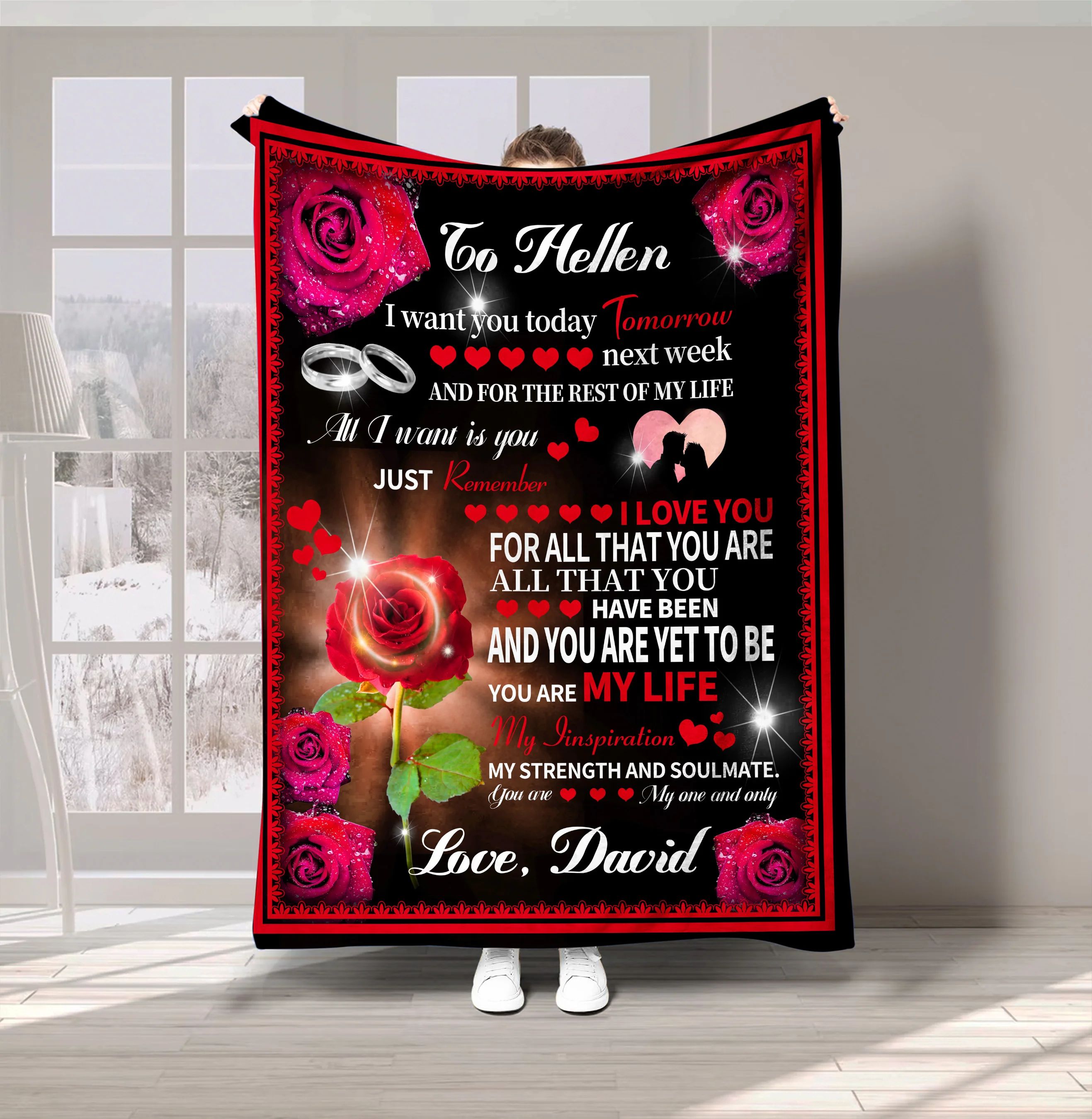 Personalized You Are My Life Roses Love Letter Fleece Blanket Romantic Home Decoration Valentine's Day Anniversary Gift For Couple