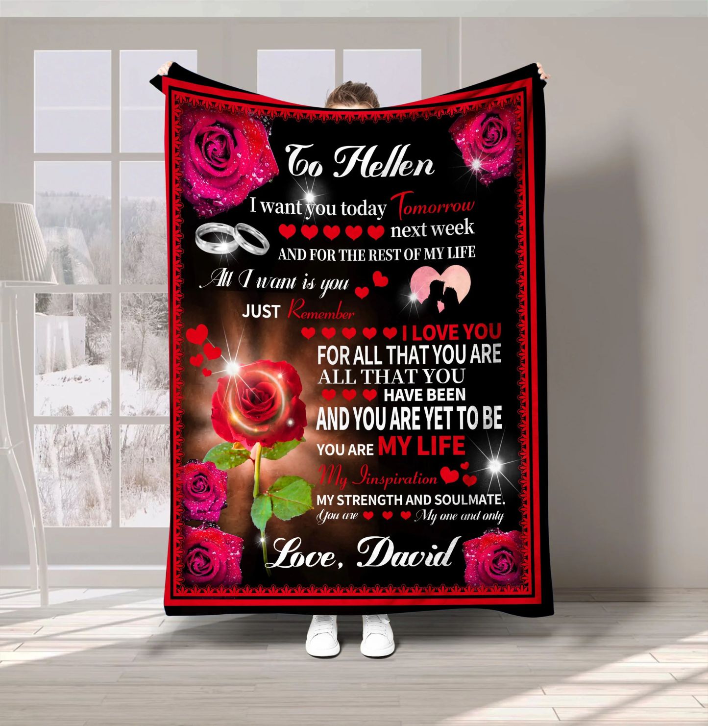 Personalized You Are My Life Roses Love Letter Fleece Blanket Romantic Home Decoration Valentine's Day Anniversary Gift For Couple