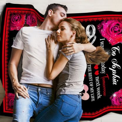 Personalized You Are My Life Roses Love Letter Fleece Blanket Romantic Home Decoration Valentine's Day Anniversary Gift For Couple