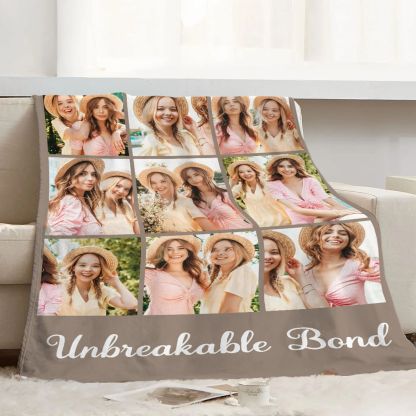 Personalized 6-9 Photos Collage Soft Throw Blanket With Text Home Decoration Anniversary Birthday Gift For Bestie Family Couple