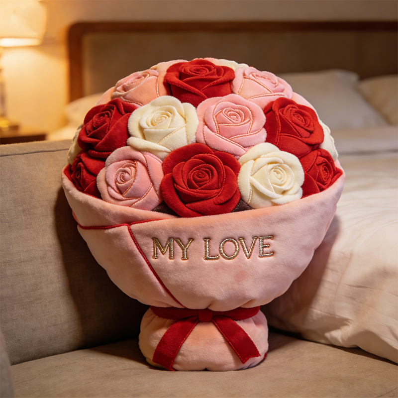 Personalized Valentine's Day Theme Rose Bouquet Shape Pillow