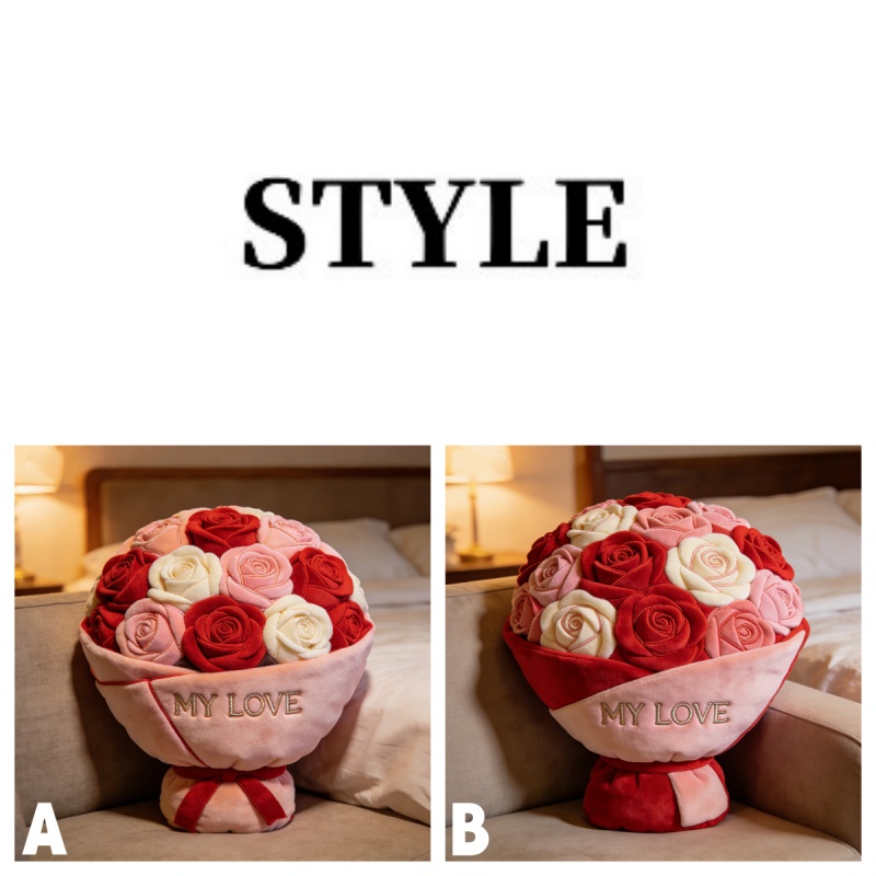 Personalized Valentine's Day Theme Rose Bouquet Shape Pillow