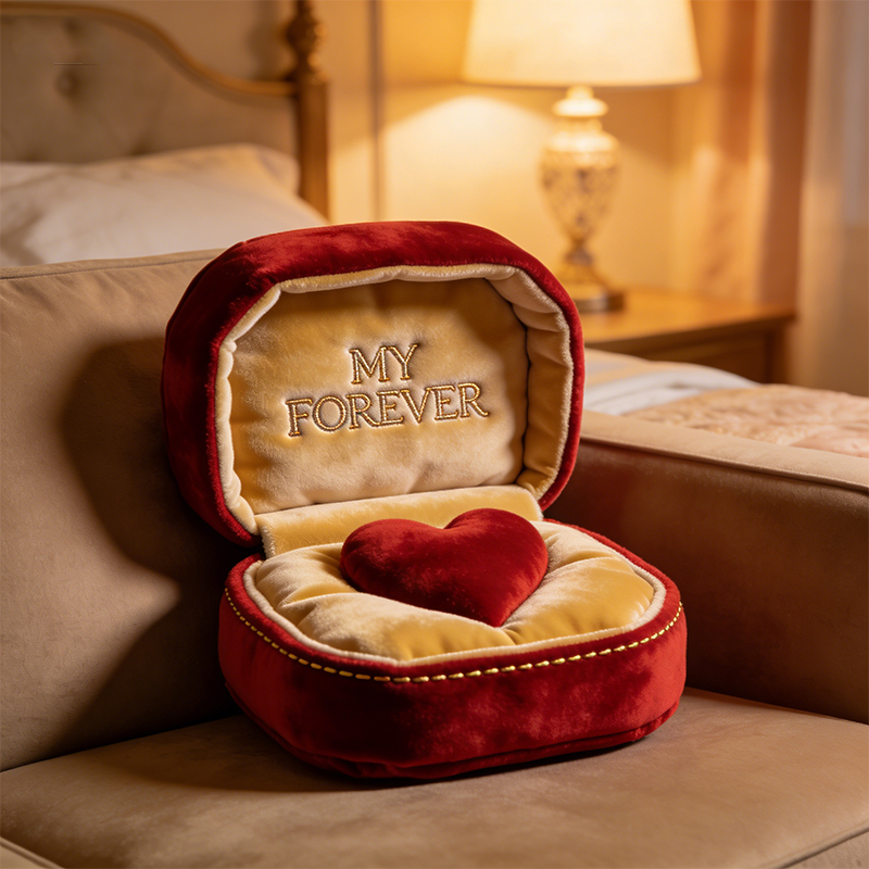 Personalized Valentine's Day Themed Ring Box Shaped Throw Pillow
