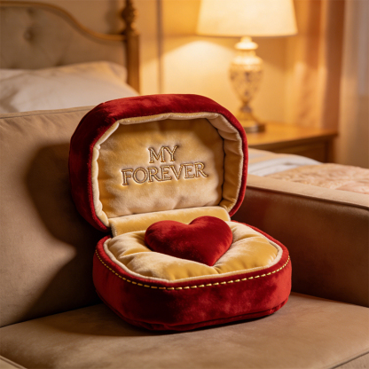 Personalized Valentine's Day Themed Ring Box Shaped Throw Pillow