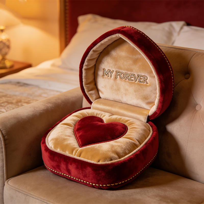 Personalized Valentine's Day Themed Ring Box Shaped Throw Pillow