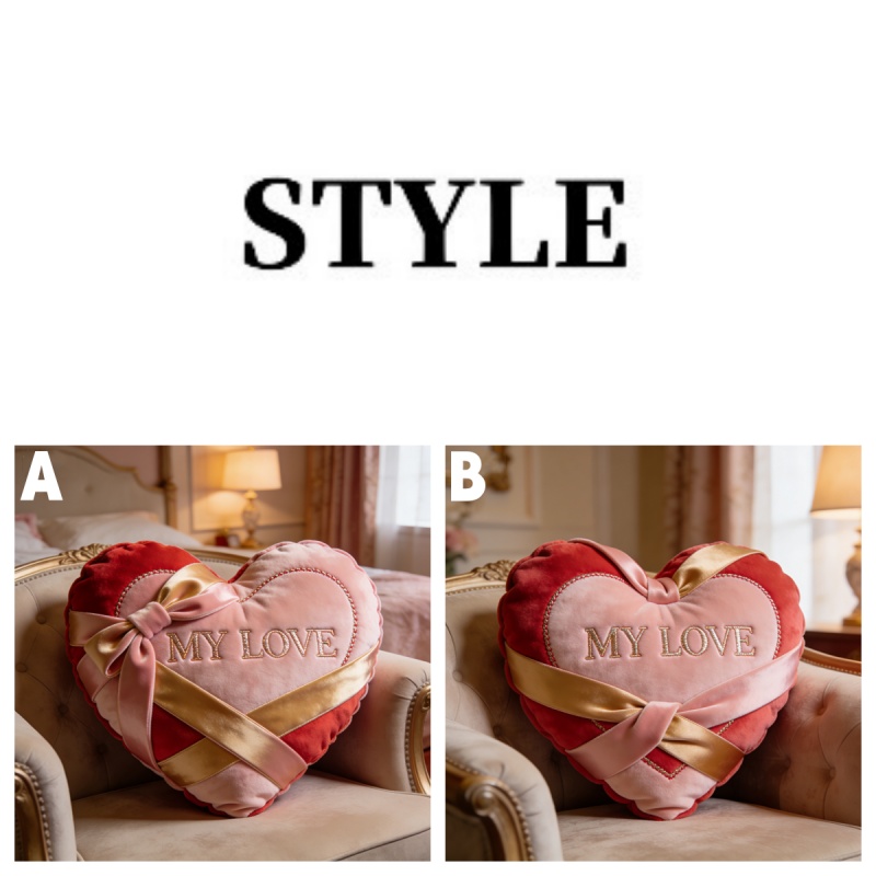 Personalized Valentine's Day Themed Heart-Shaped Ribbon-Wrapped Throw Pillow