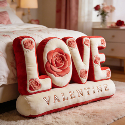 Personalized Valentine's Day Themed Rose Letter Love Shaped Throw Pillow