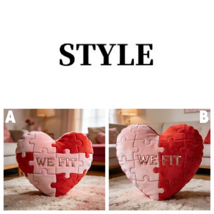 Personalized Valentine's Day Themed Puzzle Heart Shaped Throw Pillow