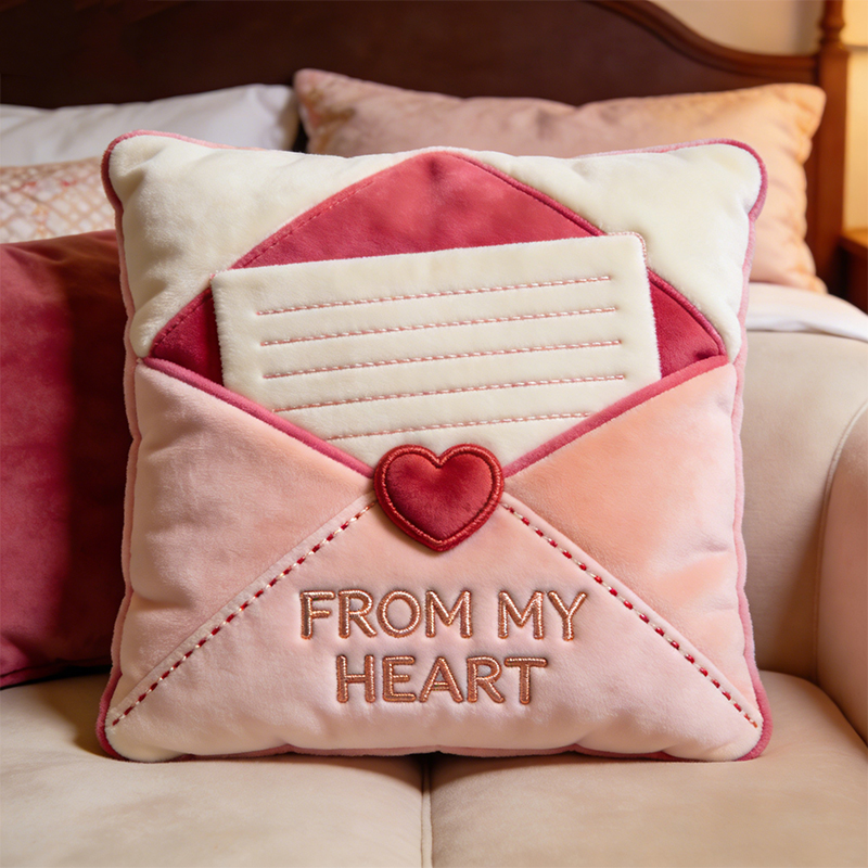 Personalized Valentine's Day Themed Open Envelope Shaped Throw Pillow