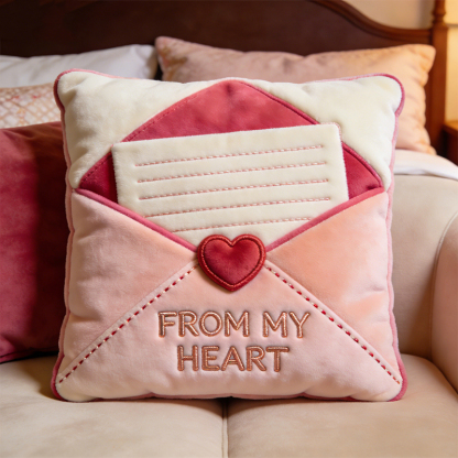 Personalized Valentine's Day Themed Open Envelope Shaped Throw Pillow