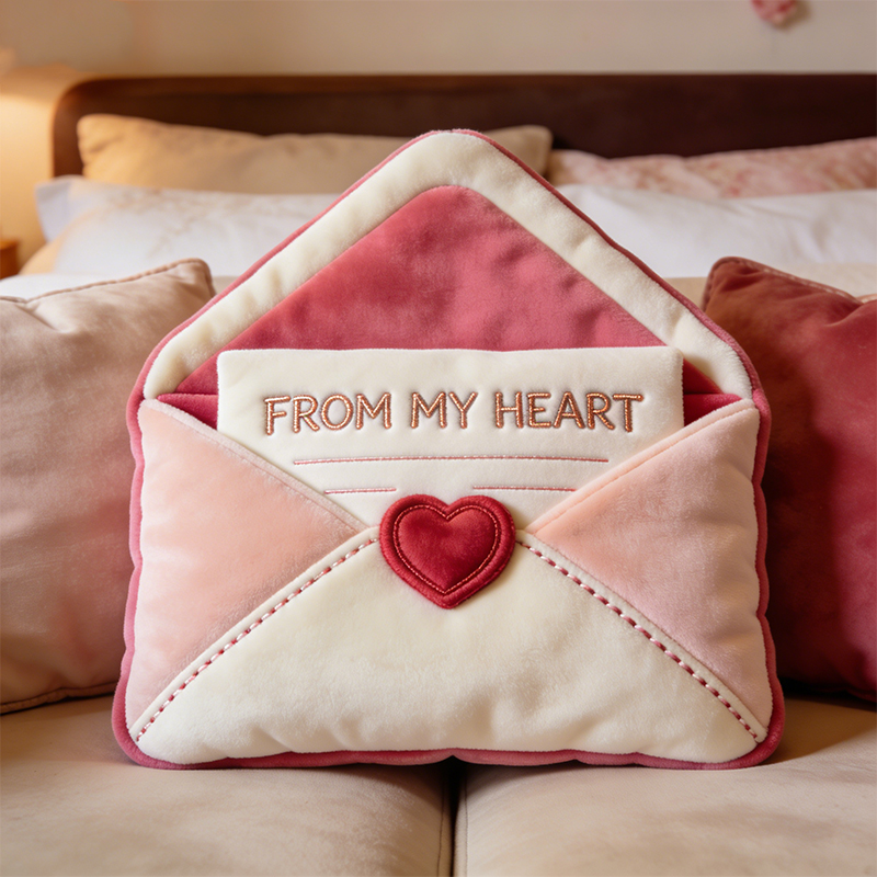 Personalized Valentine's Day Themed Open Envelope Shaped Throw Pillow