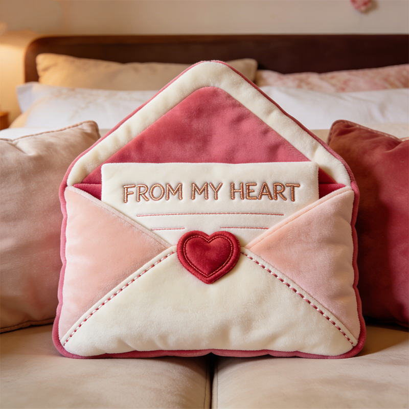 Personalized Valentine's Day Themed Open Envelope Shaped Throw Pillow
