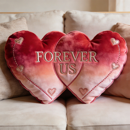 Personalized Valentine's Day Themed Interwoven Double Heart Shaped Throw Pillow