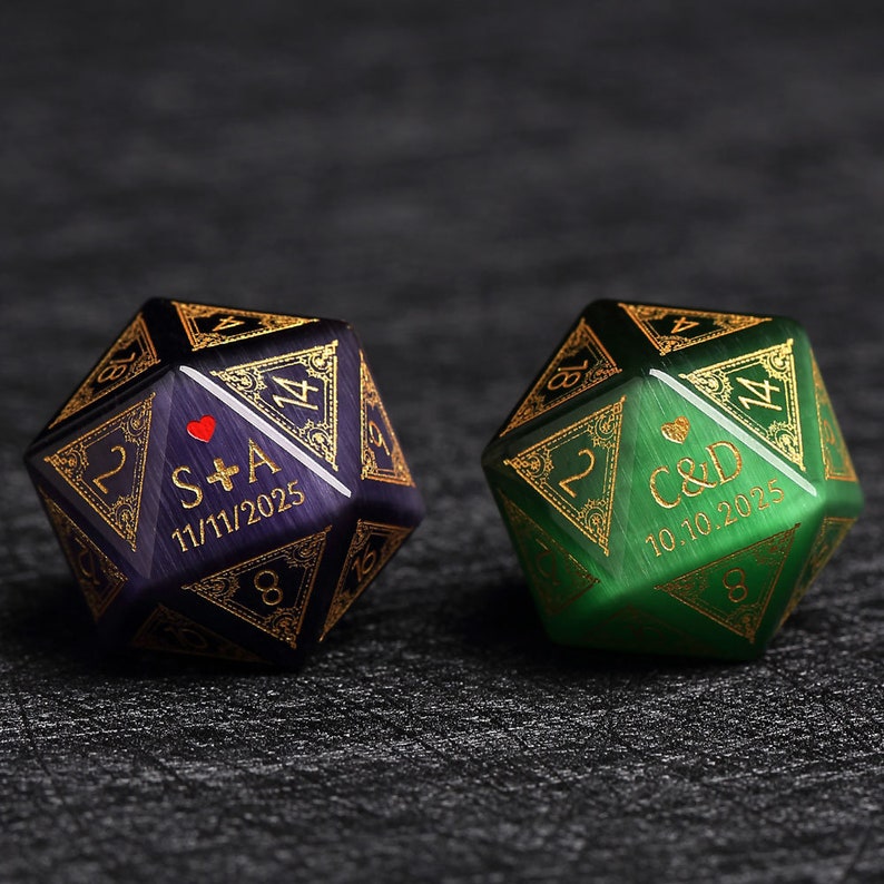 Custom Anniversary D20 Dice, Personalized Gift
