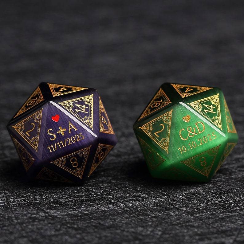 Custom Anniversary D20 Dice, Personalized Gift