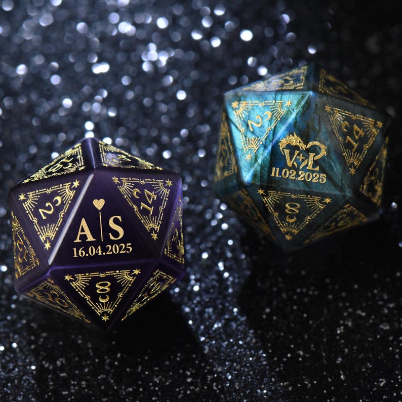 Custom Anniversary D20 Dice, Personalized Gift
