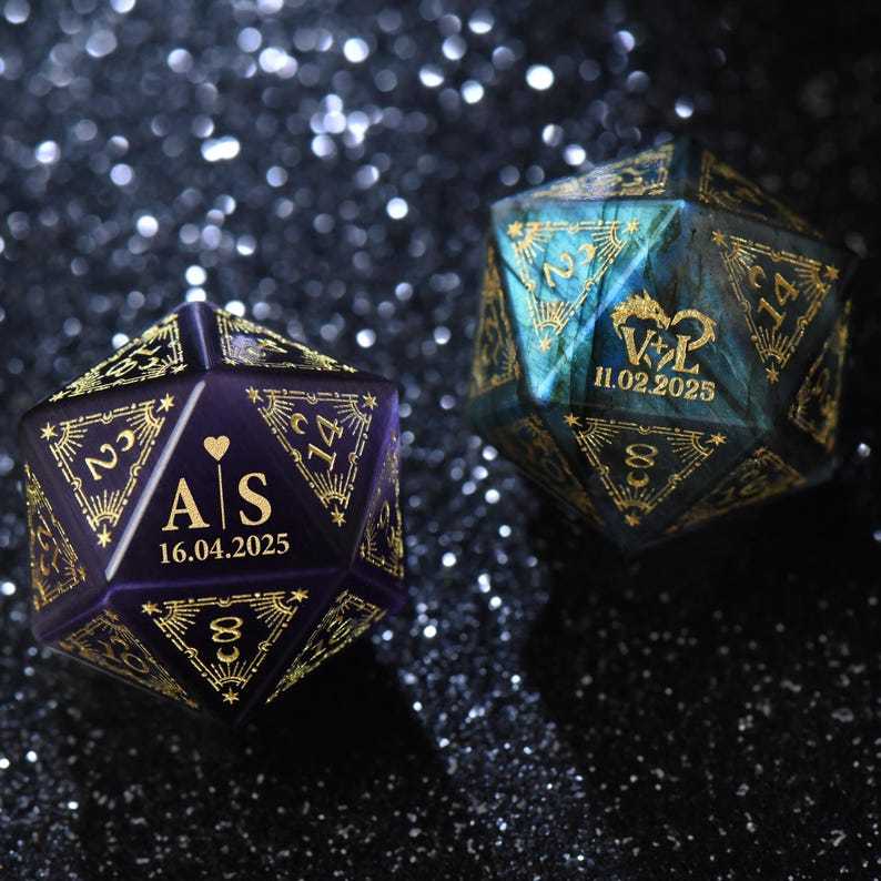 Custom Anniversary D20 Dice, Personalized Gift