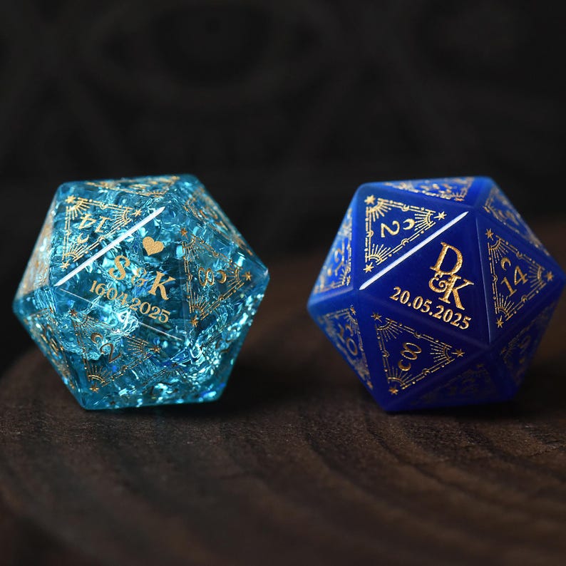 Custom Anniversary D20 Dice, Personalized Gift