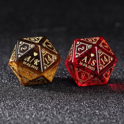 Custom Anniversary D20 Dice, Personalized Gift