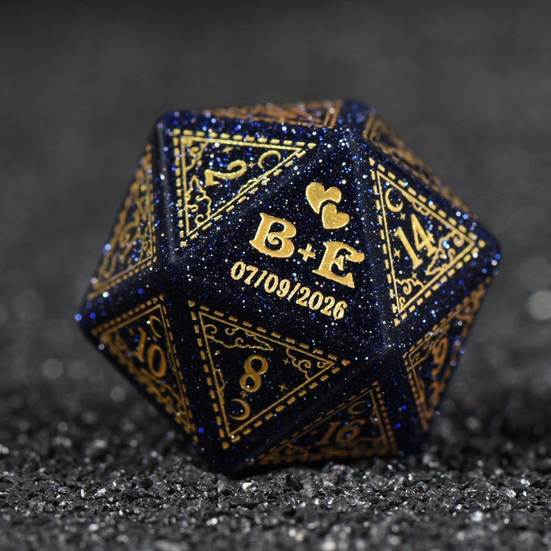 Custom Anniversary D20 Dice, Personalized Gift