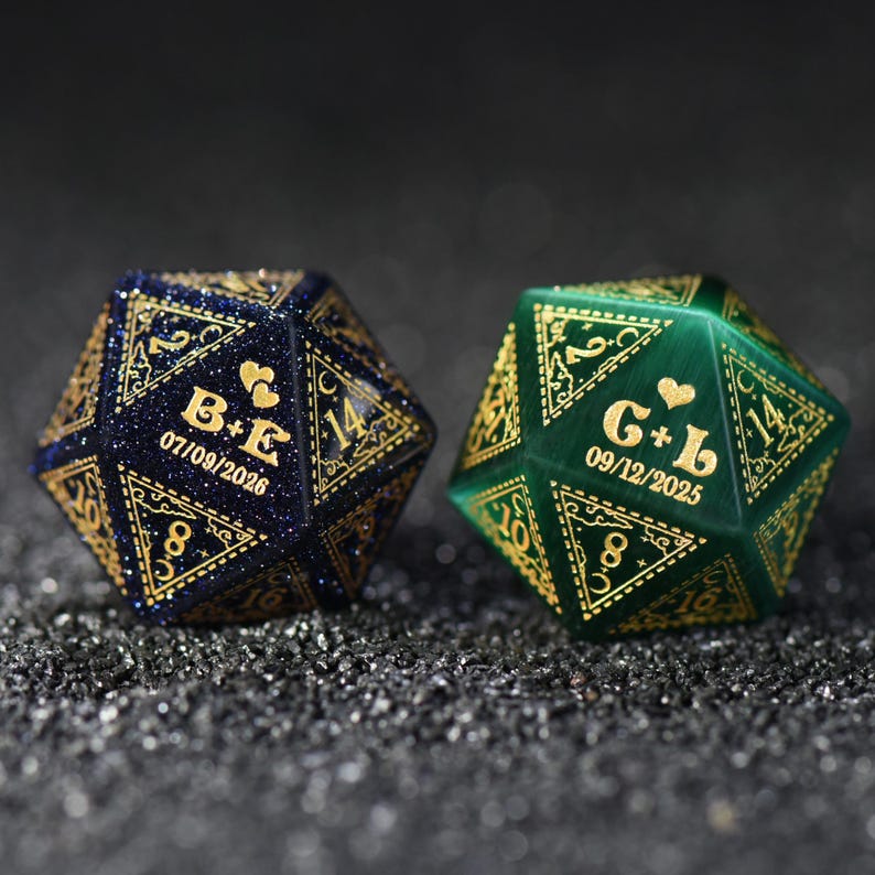 Custom Anniversary D20 Dice, Personalized Gift