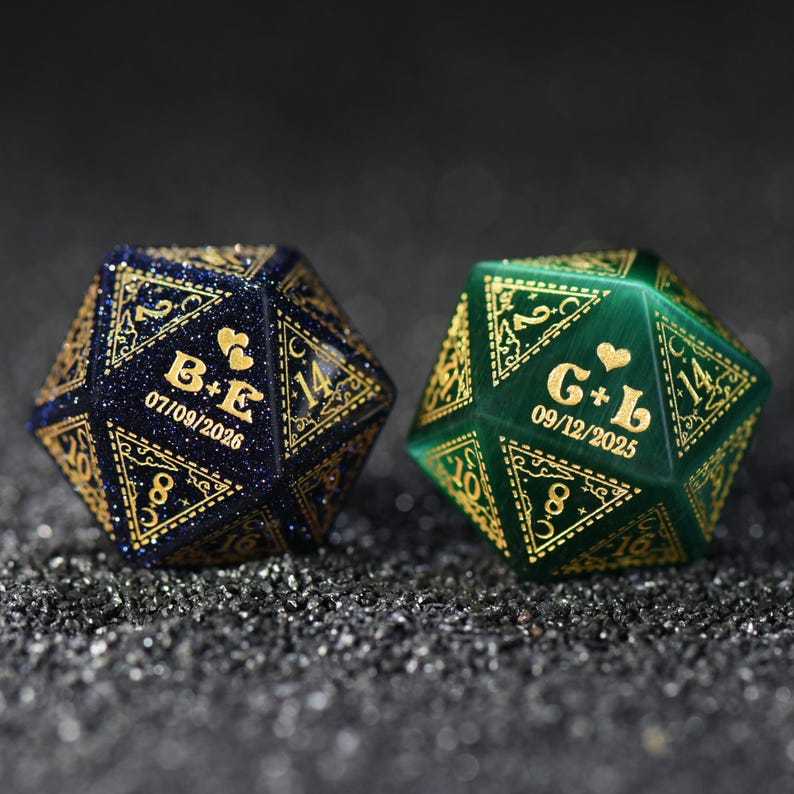 Custom Anniversary D20 Dice, Personalized Gift