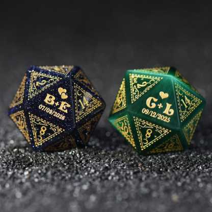 Custom Anniversary D20 Dice, Personalized Gift