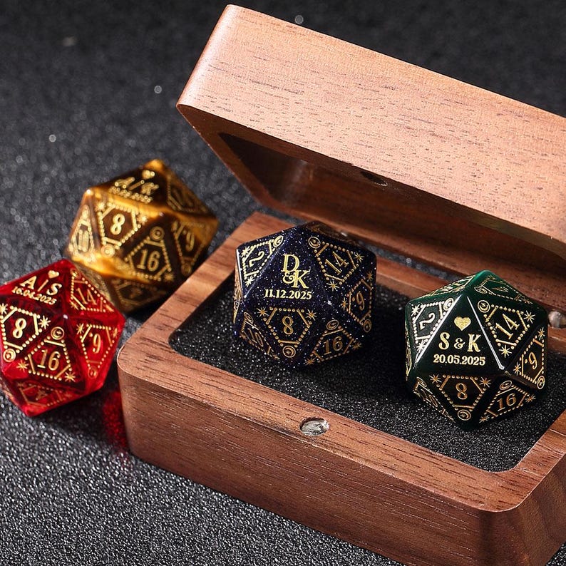 Custom Anniversary D20 Dice, Personalized Gift