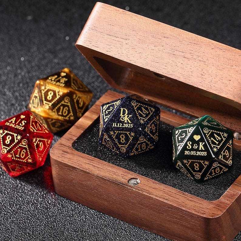 Custom Anniversary D20 Dice, Personalized Gift