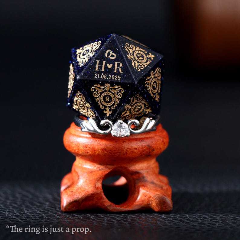 Custom Anniversary D20 Dice, Personalized Gift
