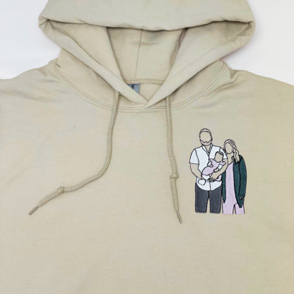 Custom Embroidered Portrait Photo Sweatshirt Father and Son
