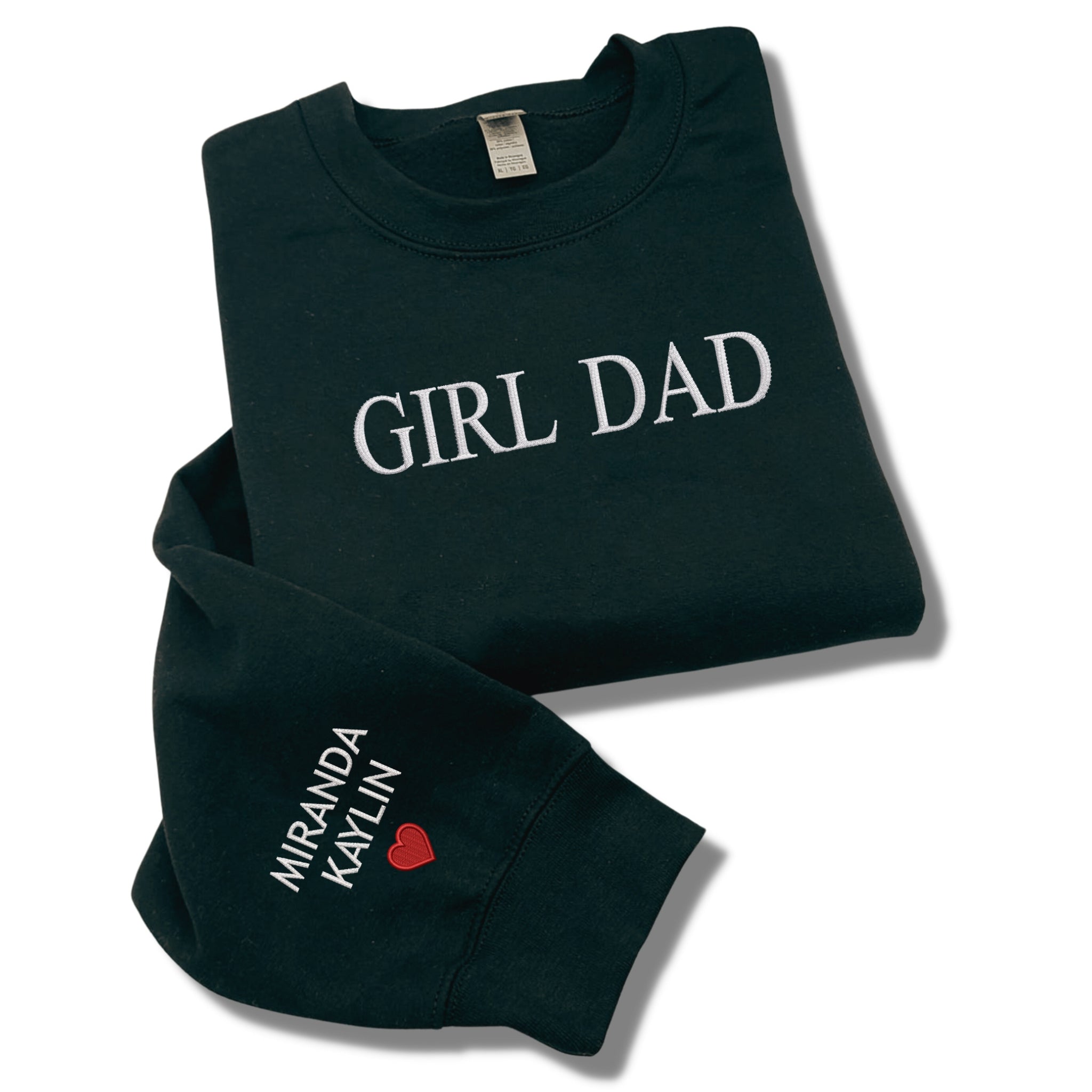 Girl Dad Sweatshirt with Kid Name on Sleeve