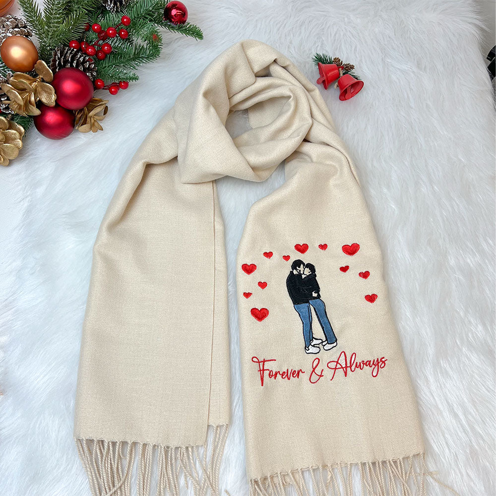 ⭐️Personalized Photo Embroidered Couple Scarf