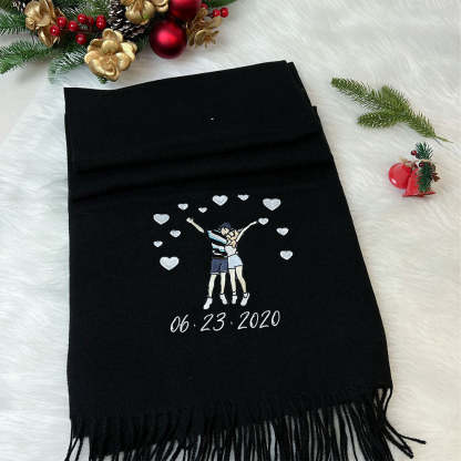 ⭐️Personalized Photo Embroidered Couple Scarf