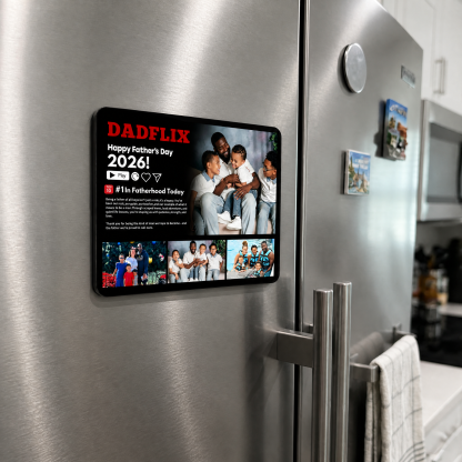 Custom Dadflix Happy Father's Day 2026 Fridge Magnet: Personalized Father's Day Gift
