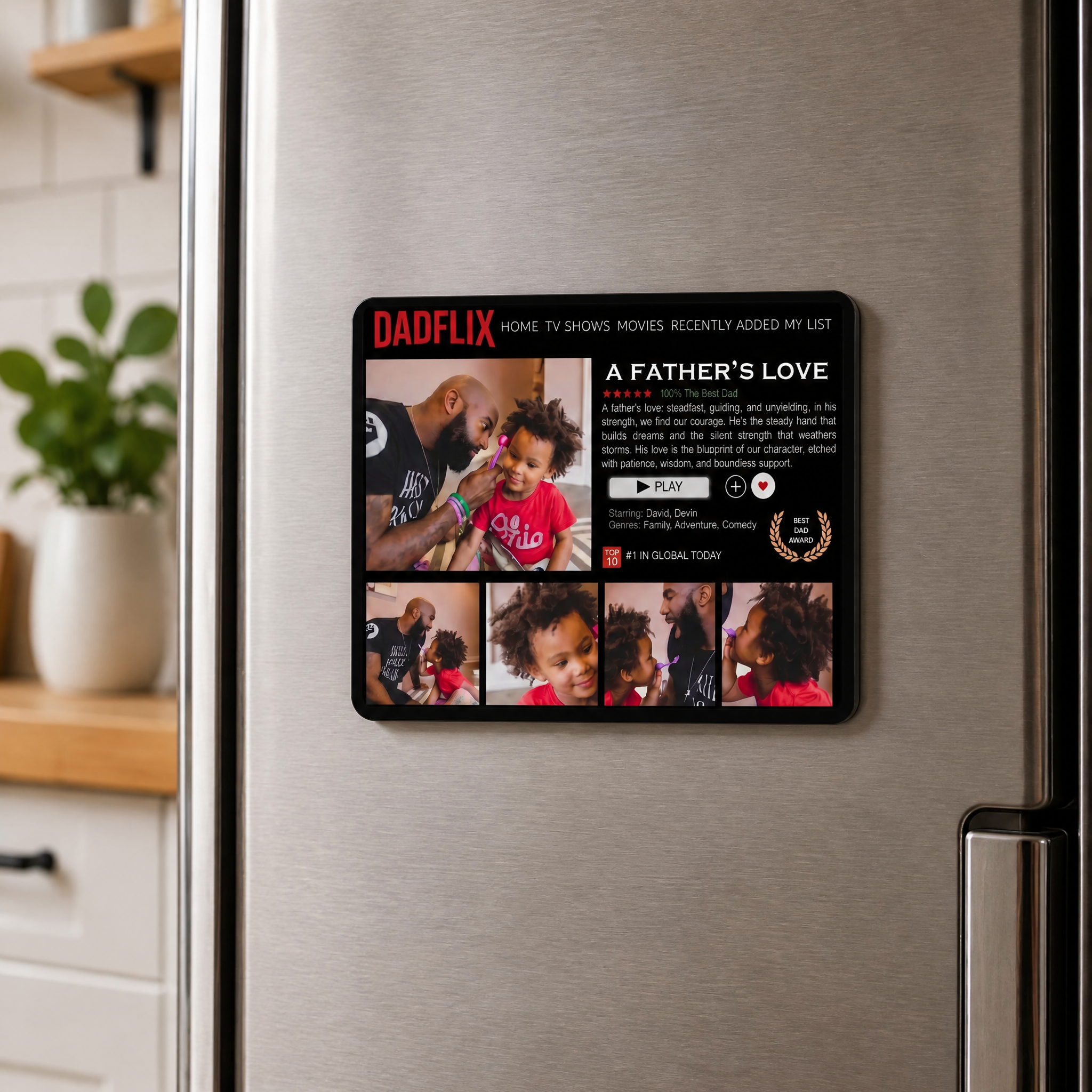 Custom Dadflix A Father's Love Fridge Magnet: Personalized Father's Day Gift