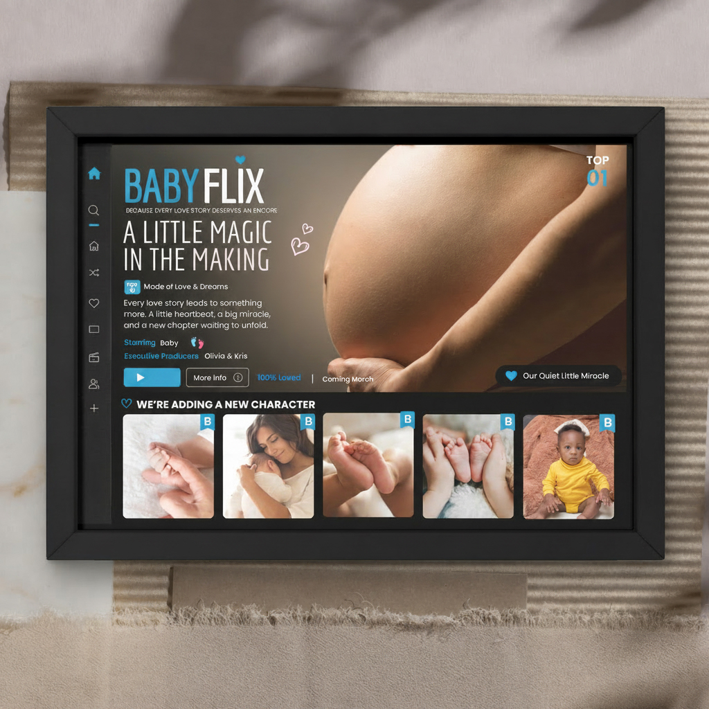Personalized Babyflix Movie Frame – Custom Photo Collage for New Dad & Newborn-Father's Day Gift