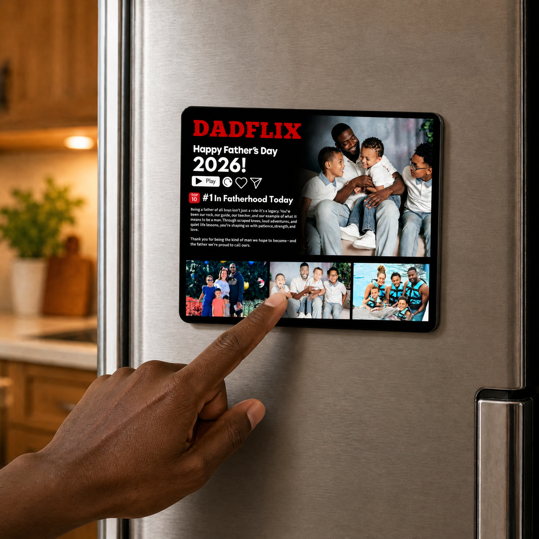 Custom Dadflix Happy Father's Day 2026 Fridge Magnet: Personalized Father's Day Gift