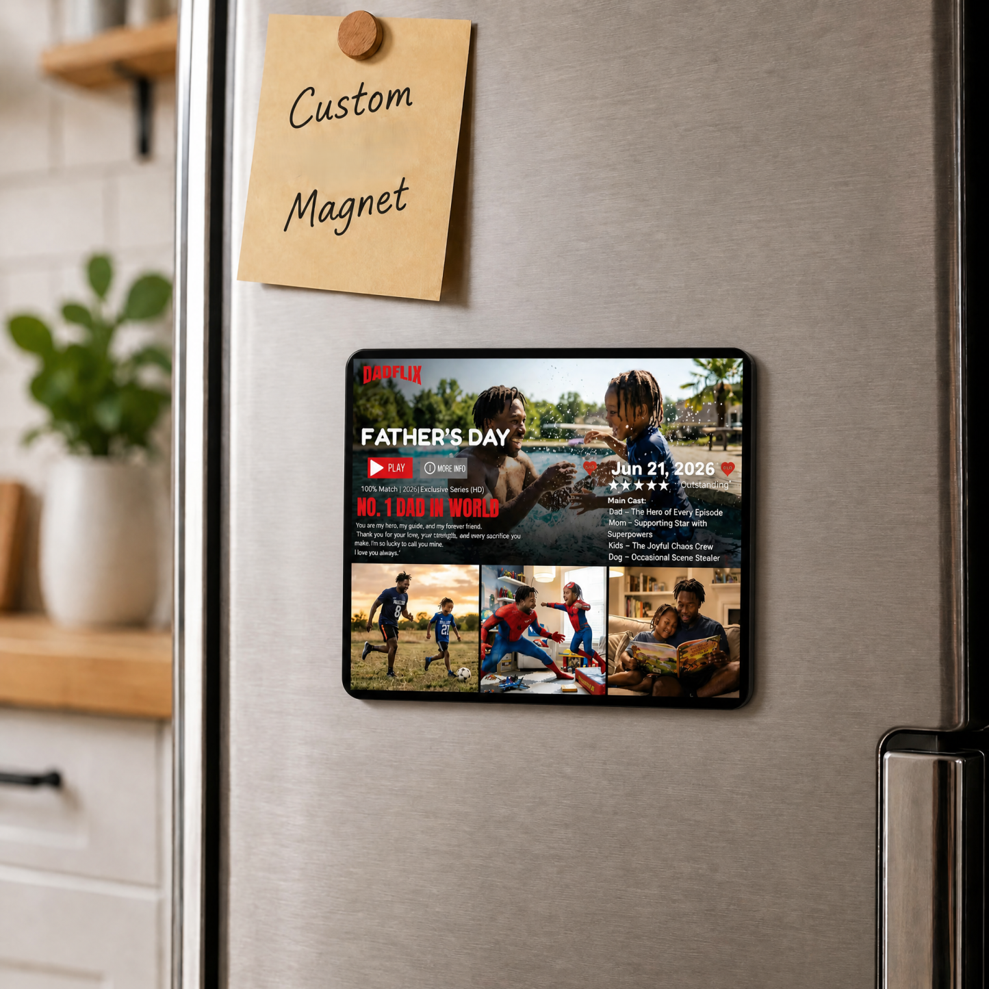Custom Dadflix FATHER'S DAY Fridge Magnet: Personalized Father's Day Gift