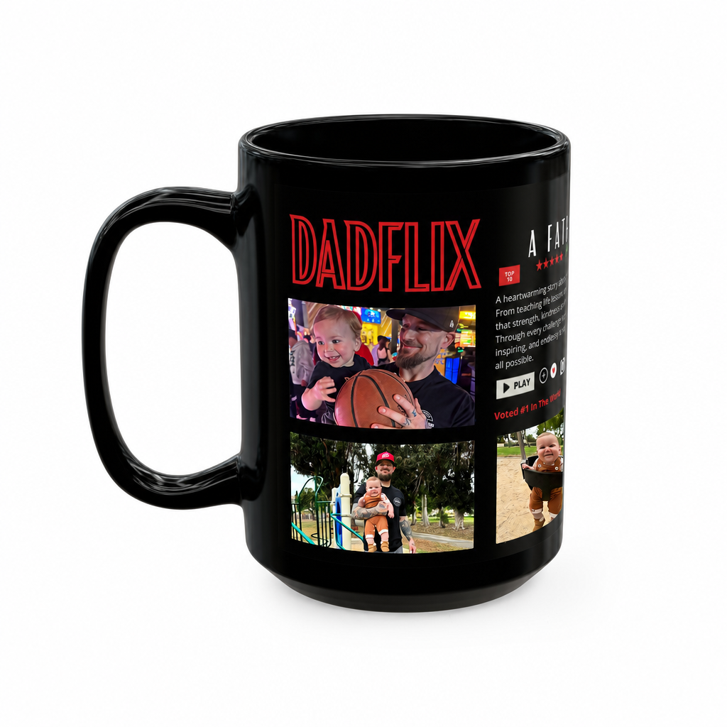 Custom Dadflix Mug with Multiple Photos – Personalized Father’s Day Gift for Dad