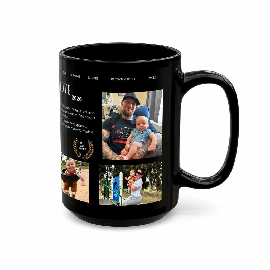 Custom Dadflix Mug with Multiple Photos – Personalized Father’s Day Gift for Dad