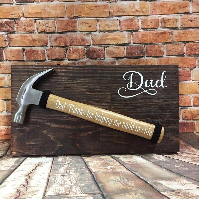 Dad Thanks For Helping Me Build My Life Wall Decor Sign And Hammer-Father's Day Gift
