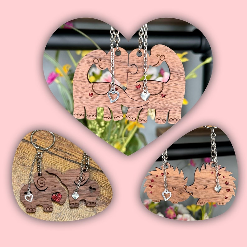 Interlocking Animal Couple Keychains – Personalized Matching Gift