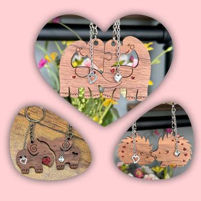 Interlocking Animal Couple Keychains – Personalized Matching Gift