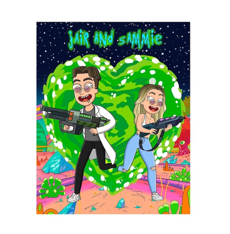 Personalized Couple Portrait Photo Cartoon Illustration, Birthday and Anniversary Gift